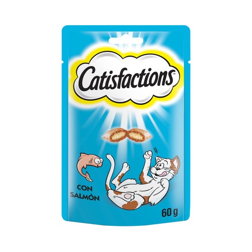 CATISFACTIONS Snacks para gatos adultos y gatitos a base de delicioso salmón CATISFACTIONS 60 g.