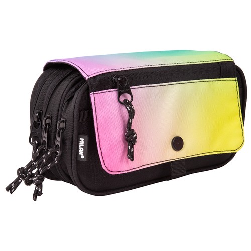 Estuche portatodo 4 cremalleras con solapa Sunset color turquesa. MILAN
