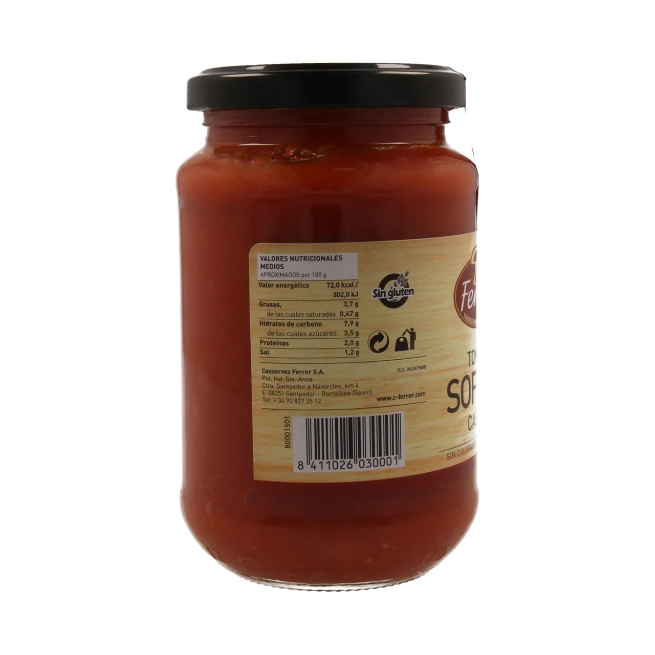 Tomate sofrito estilo casero frasco de 350 g.