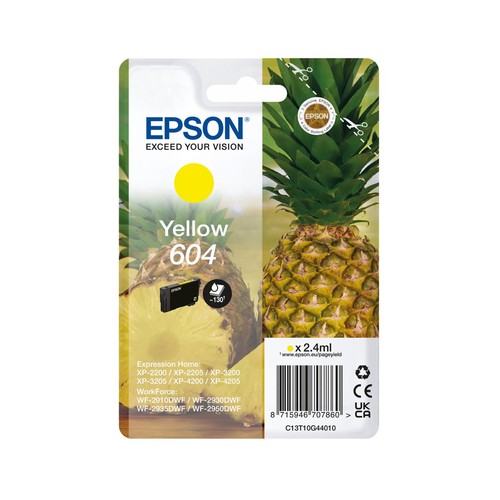 Cartucho de tinta EPSON 604 XP-2200/05, color amarillo.