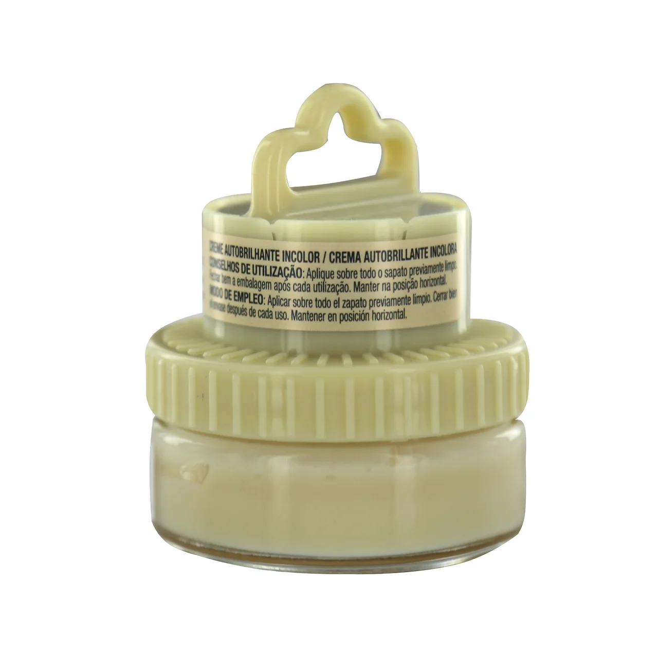 PRODUCTO ALCAMPO Crema con aplicador autobrillante para calzado incoloro, 50 ml.