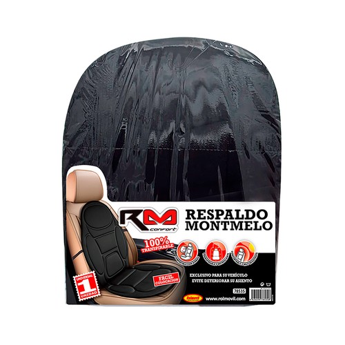 Respaldo de poliéster conformado para coche, color negro, ROLMOVIL.