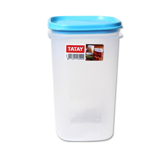 Recipiente cuadrado de plástico con tapa, apto para lavavajillas y microondas, 1 litro TATAY.