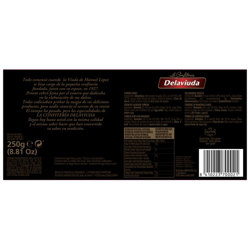 DELAVIUDA Turrón duro 250 g.