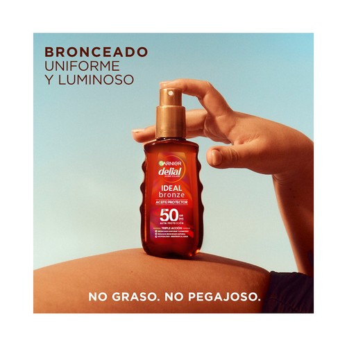 DELIAL Ideal bornze de Garnier Aceite protector solar en spray con triple acción y FPS 50 (muy alto) 150 ml.