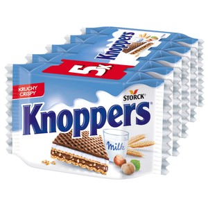 Imagen de KNOPPERS Galletas de barquillo relleno con crema de leche y crema de avellanas crispy 5 uds. 125 g.