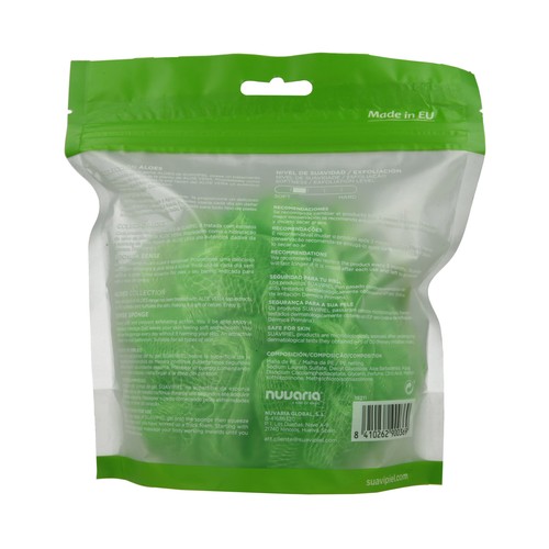 SUAVIPIEL Esponja de baño suave e hipoalergénica con acción peeling, para todo tipo de pieles SUAVIPIEL Aloes