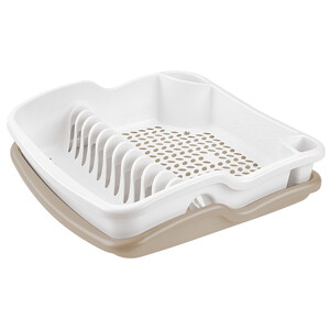 Imagen de Escurreplatos con bandeja, 39x39cm., color blanco y beige, ACTUEL.