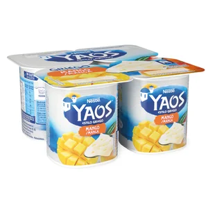 YAOS de Nestlé Yogur estilo griego con trocitos de mango 4 x 115 g.