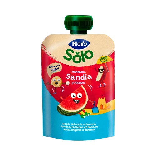 HERO Solo Bolsita de fruta (manzana, sandía y plátano) a partir 6 meses 100 g.