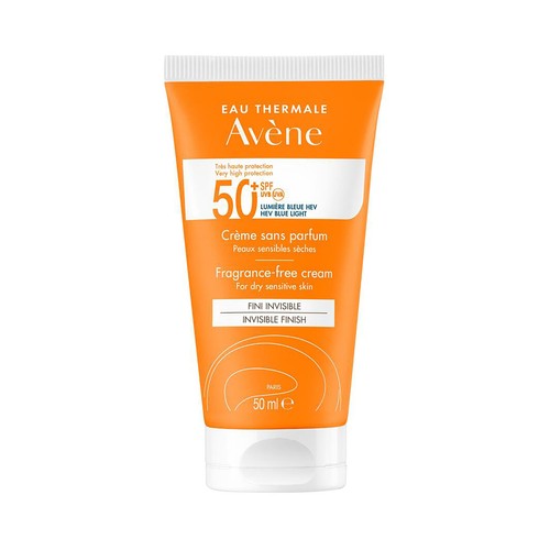THERMALE AVÉNE Protector solar en crema, sin perfume, para pieles secas y sensibles y con FPS 50+ (muy alto) 50 ml.