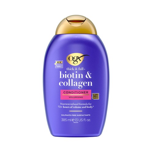 OGX Biotin & collagen Acondicionador voluminizador con Biotina y Colágeno para cabellos finos o delgados 385 ml.
