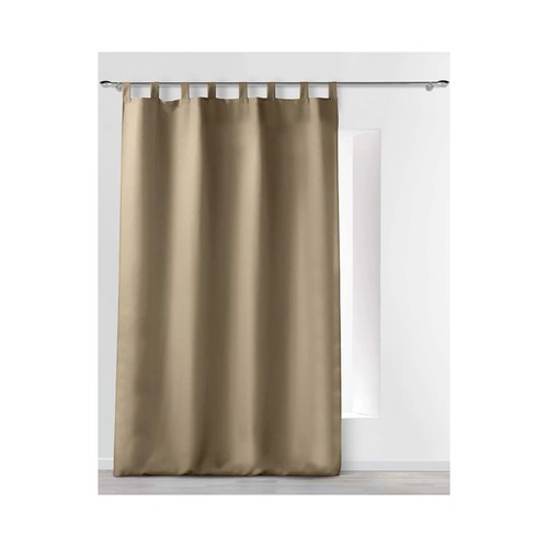 Cortina lisa de lino con trabillas, 100% poliéster 140 x 260 cm., ESSENTIAL.