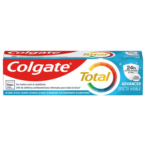 COLGATE Total advanced efecto invisible Pasta de dientes con flúor y acción blanqueante efecto visible 75 ml.