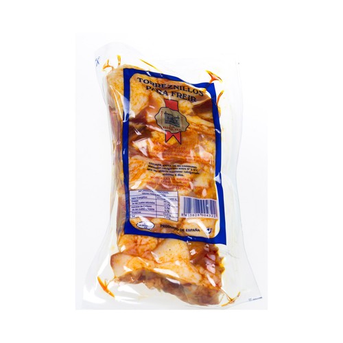 Torreznillos de papada de cerdo, adobados y oreados en secadero, envasados al vacio LA RIBERA 500 g.