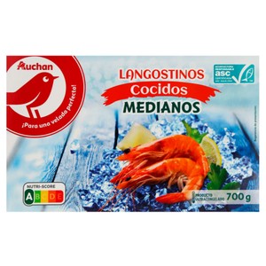 Imagen de AUCHAN Langostinos blancos medianos 35/45, cocidos y ultracongelados 700 g (P.N). Producto Alcampo