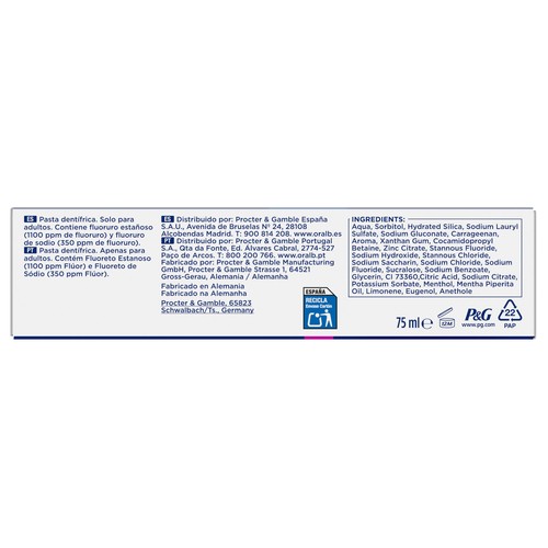 ORAL-B Advanced Pasta de dientes contra la sensibilidad, sabor menta fresca 75 ml.