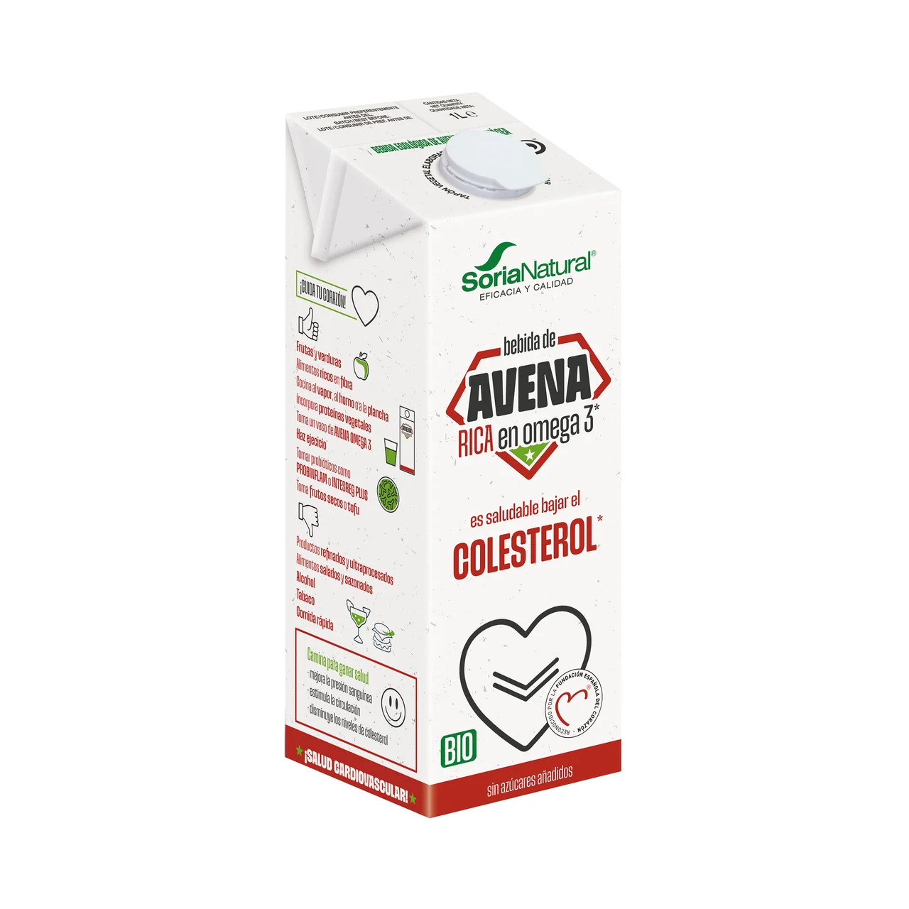 SORIA NATURAL Colesterol Bebida vegetal de avena ecológica rica en Omega 3 1 l