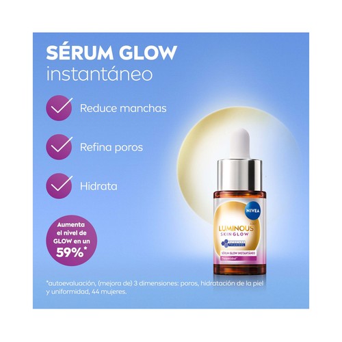 NIVEA Luminous 630 skin glow Sérum instatáneo hidratante y reductor de manchas 15 ml.