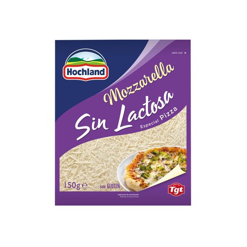 HOCHLAND Queso rallado mozzarella sin lactosa HOCHLAND 150 g.