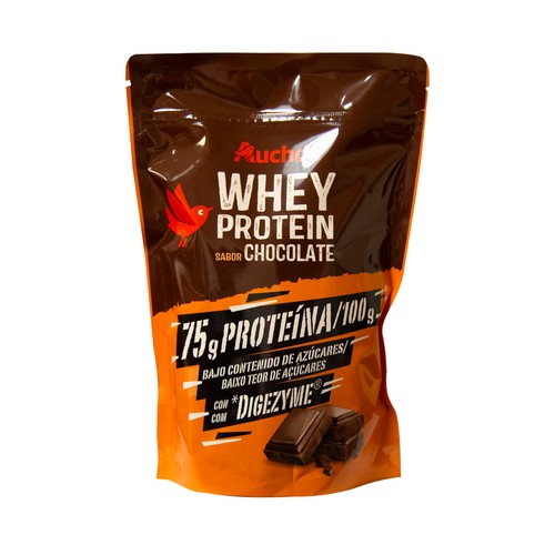 PRODUCTO ALCAMPO Whey protein sabor chocolate, con Digezyme y bajo contenido en azúcares 400 g.