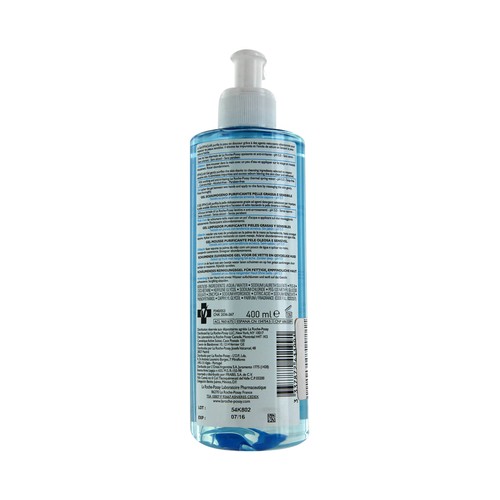 LA ROCHE POSAY Gel limpiador purificante sin jabón para pieles grasas y sensibles LA ROCHE POSAY Effaclar 400 ml.
