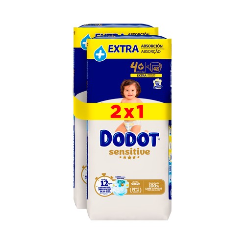DODOT Sensitive Pañales talla 4+ (10-15 kg) 2 x 48 uds.
