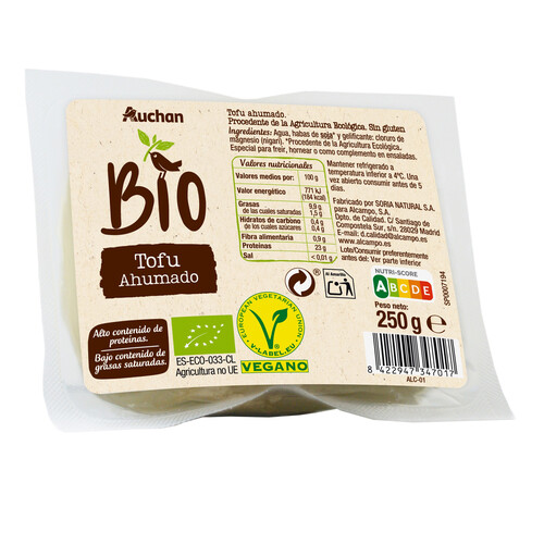 ALCAMPO ECOLÓGICO Tofu Ahumado Ecológico Auchan BIO 250 g.