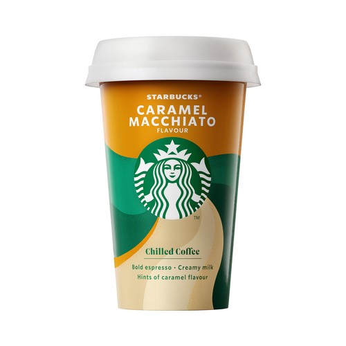 Bebida de café expreso frio con leche y un toque de caramelo STARBUCKS 220 ml.