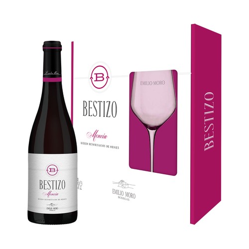 BESTIZO Estuche de vino tinto Mencía con D.O. Bierzo + copa.