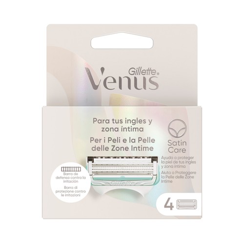 VENUS Recambio cuchillas para depilación femenina de ingles y zona íntima VENUS Satin care de Gillette 4 uds.
