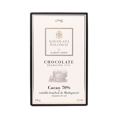 VICENS Chocolate negro 70% con vainilla bourbon de Madagascar 100 g.