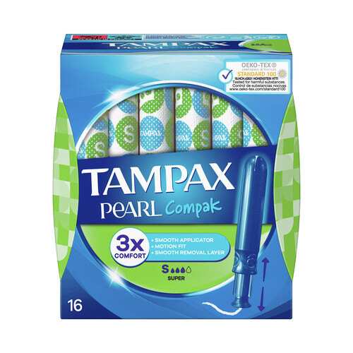 TAMPAX Tampones super con aplicador TAMPAX Compak pearl 16 uds