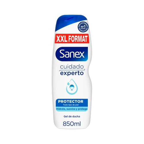 SANEX Cuidado experto protector Gel hidratante para ducha o baño, para todo tipo de pieles 850 ml.