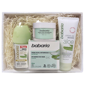 Imagen de BABARIA Cesta regalo con productos con aloe vera, para el cuidado de nuestra piel.
