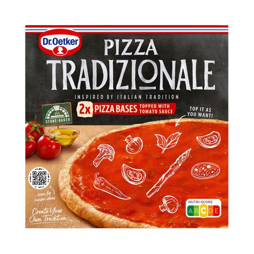 DR. OETKER Bases congeladas con salsa de tomate para pizza tradicional 2 uds.