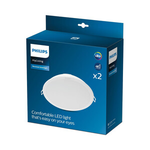 Imagen de Pack de 2 Downlights empotrables redondos 24W, 21,5cm, luz neutra 4000K, PHILIPS color blanco.