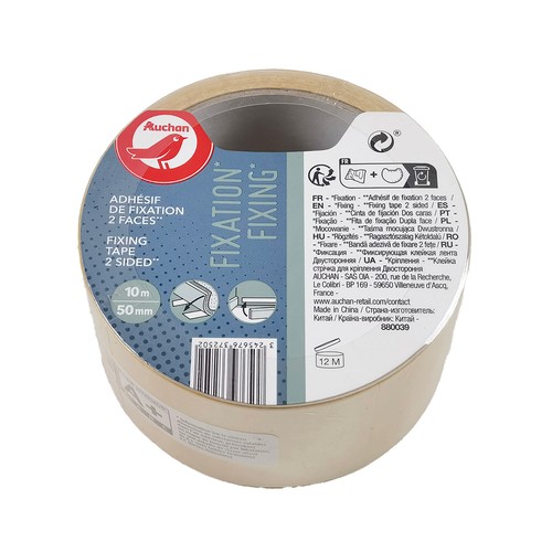 Cinta adhesiva de doble cara,50mm x 10m, PRODUCTO ALCAMPO