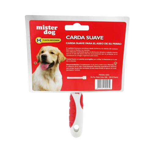 MISTER DOG Cepillo carda mediana y suave con punta redonda para perros medianos y grandes MISTER DOG 1 ud.