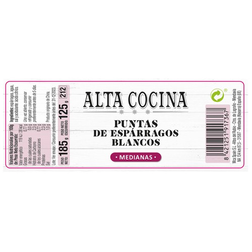 ALTA COCINA Puntas de espárragos 125 g.