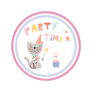 Imagen de 10 platos llanos de cartón de 23cm de gato para fiesta infantil, ACTUEL