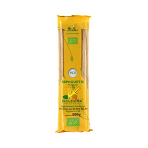 ECOLECERA Pasta Espaguetis ecológicos, pasta compuesta integral de calidad superior ECOLECERA 500 g.
