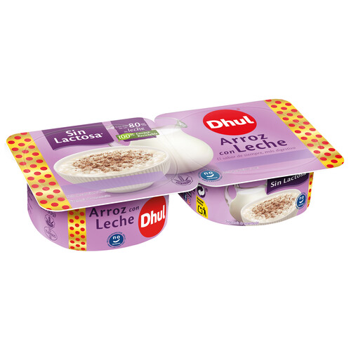 Arroz con leche estilo tradicional sin lactosa ni gluten DHUL 2 x 130 g.