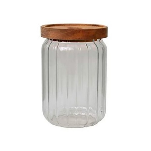 Bote de cristal con rayas, 0,95 L, ALCAMPO.