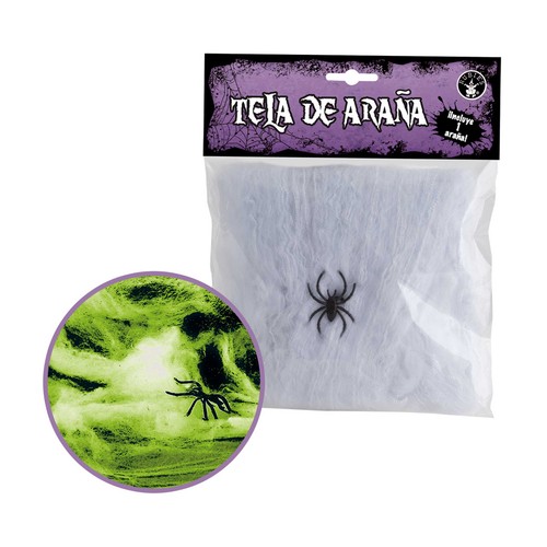 Telaraña sintético, mini que brilla en la oscuridad. RUBIES