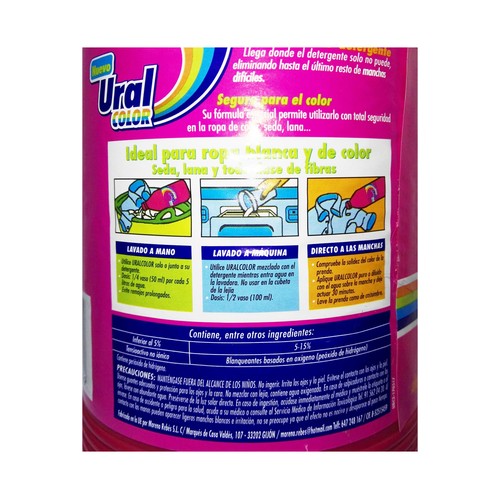 URAL Lejía para ropa blanca y de color URAL 2 l.