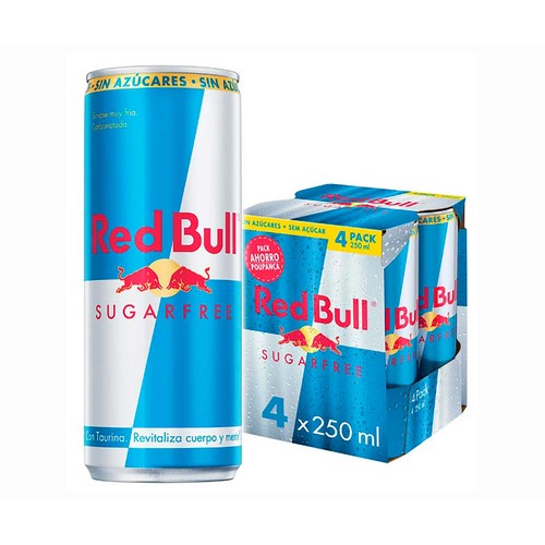 Bebida energética sin azúcar RED BULL pack 4 uds. x 250 ml..