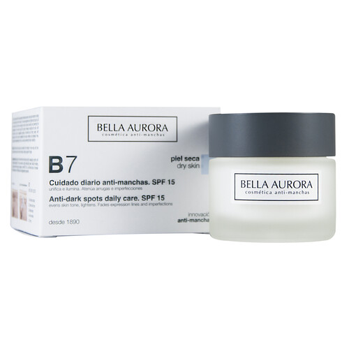 Crema anti manchas con factor de protección 15, pieles normales a secas BELLA AURORA B7 50 ml.