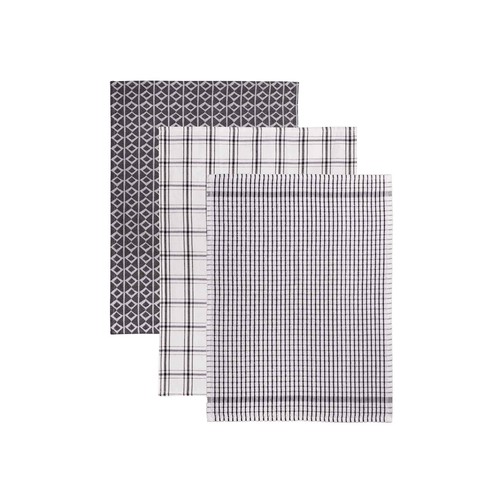 Pack de 3 paños de cocina hilo tintado 50x70cm 100% algodón ACTUEL.
