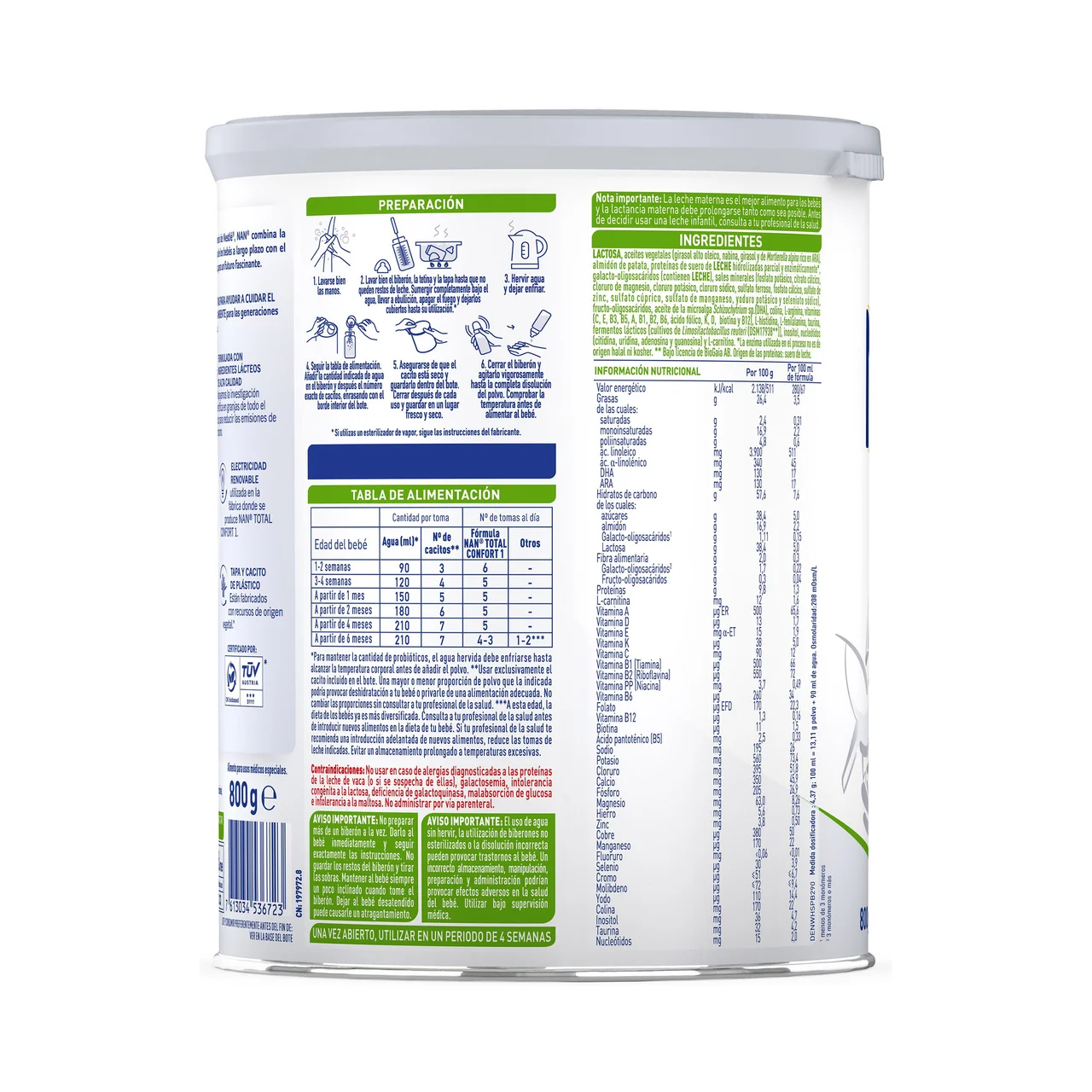 Expert pro total confort Leche (1) para recién nacido con cólicos o estreñimiento, a partir del primer día 800 g.
